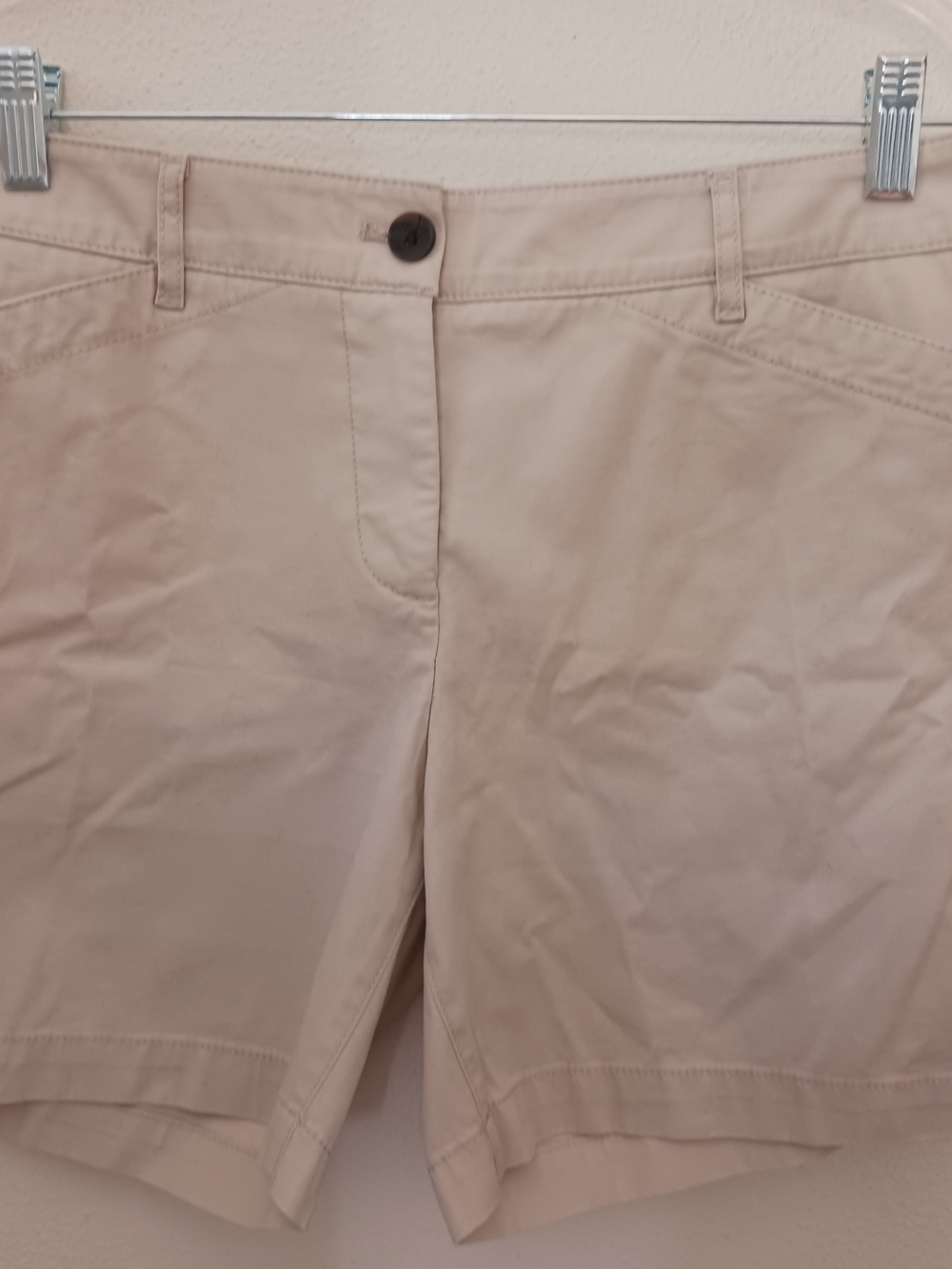Talbots Weekend Twill Tan Khahki 6" Shorts Sz 8 Petite Flat Front NWT Classic